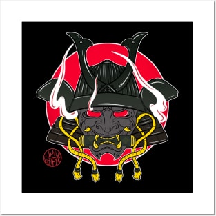 Hannya and samurai helmet Posters and Art